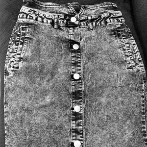 Grey jean midi skirt